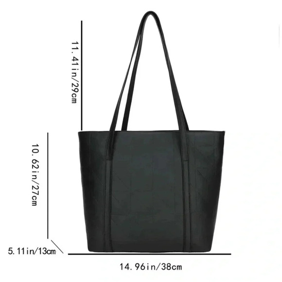 ⚠️Clearance Large Solid Black Shoulder Tote Bag - Picture 5 of 6